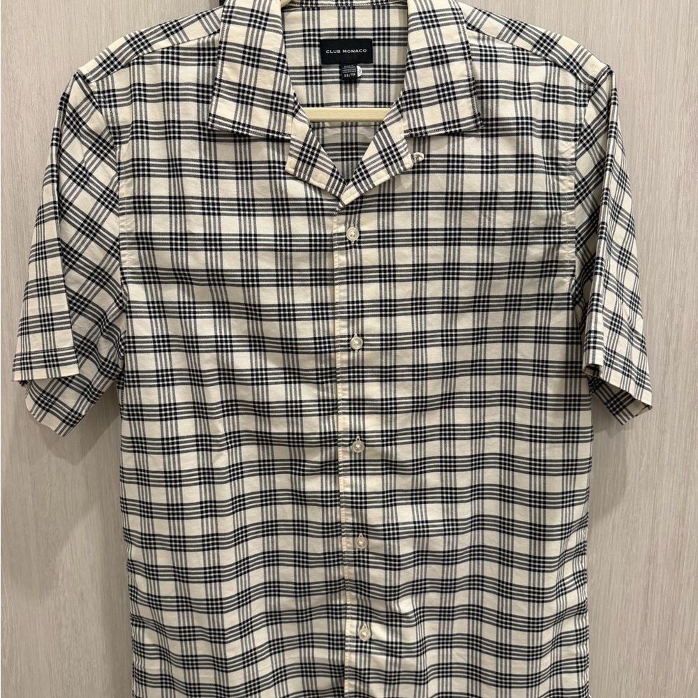 Club Monaco Black and White Plaid Shirt